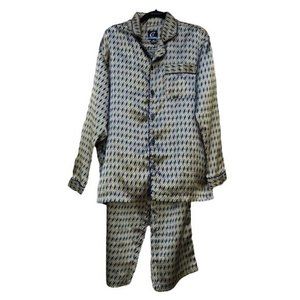 CLAUDIO NUCCI Satin Feel Pajama Top and Bottom Set Size M